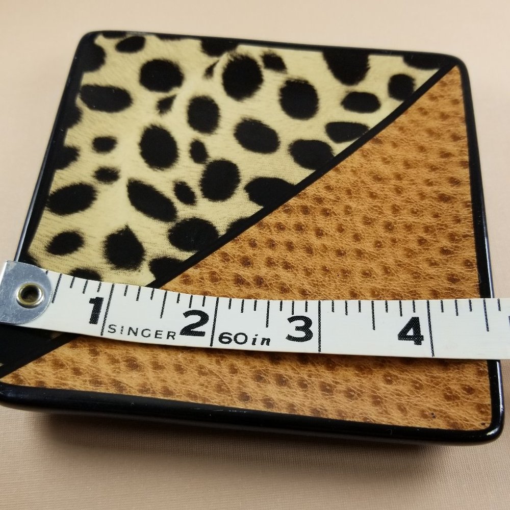 Brown Leopard Print, Glazed Ceramic Trinket, Soap, or Candle Dish - Picture 4 of 5